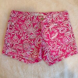 Lilly Pulitzer Hot Pink and White Floral High-Waist Shorts